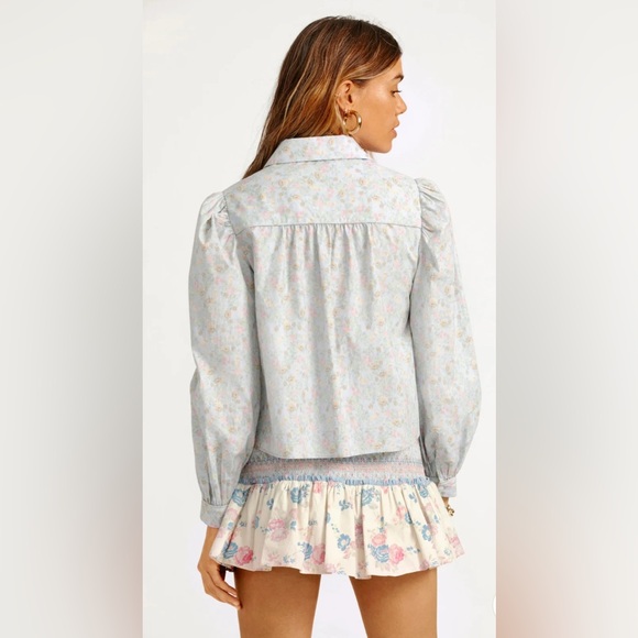 LoveShackFancy Sansom Floral Long Sleeve Top Blouse, Size S - Picture 6 of 16